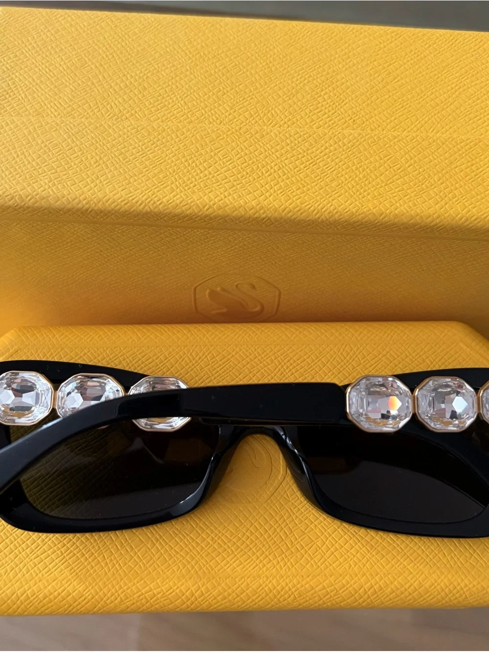 Swarovski Black Cateye butterfly Ariana Grande campaign Women's Sunglasses